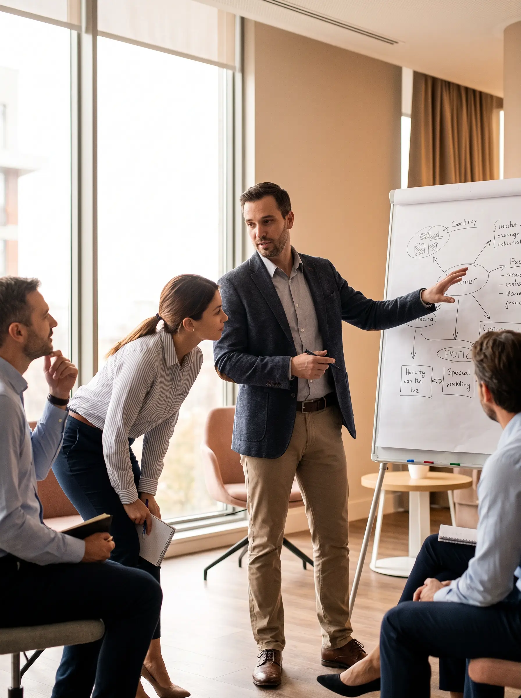 Formateur Formation Agora accompagnant des stagiaires en salle de formation